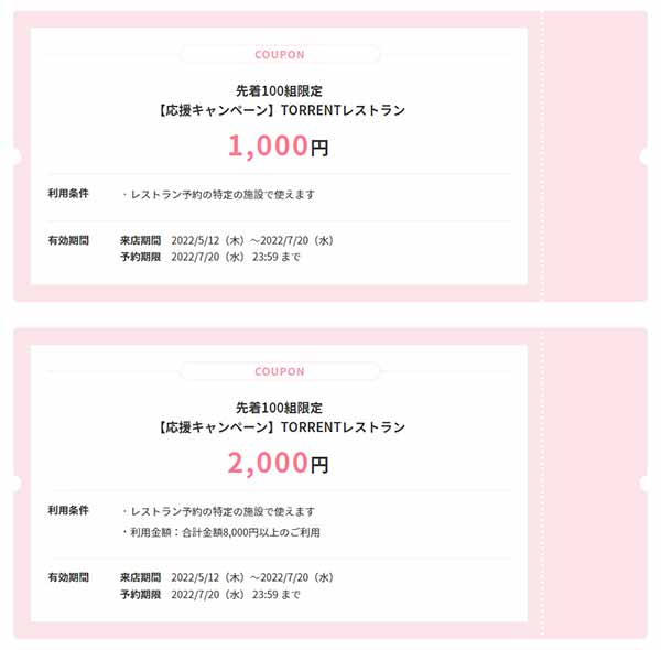 バー&ダイニング TORRENT OZmallクーポン